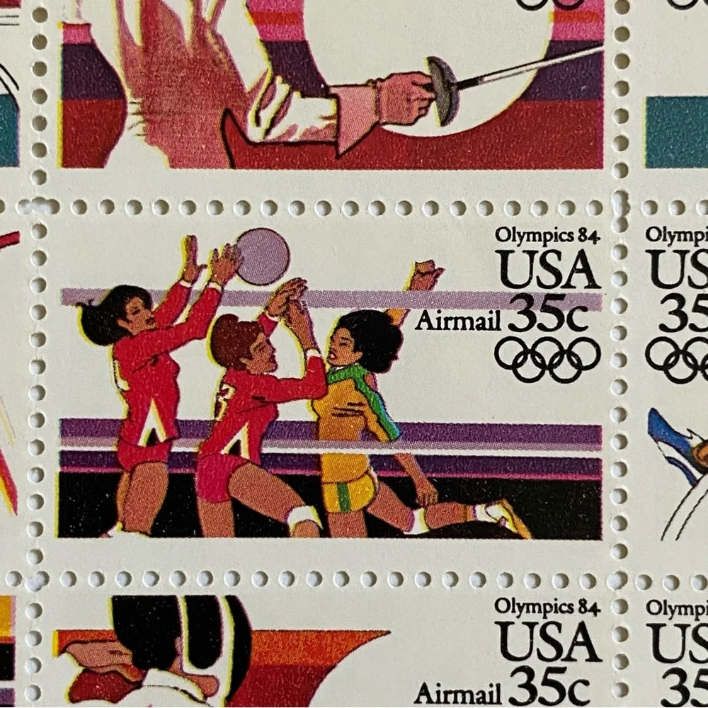 Olympic Stamps Scott C109-112 1984 SUMMER Full Sheet US 35¢ Airmail Stamps MNH